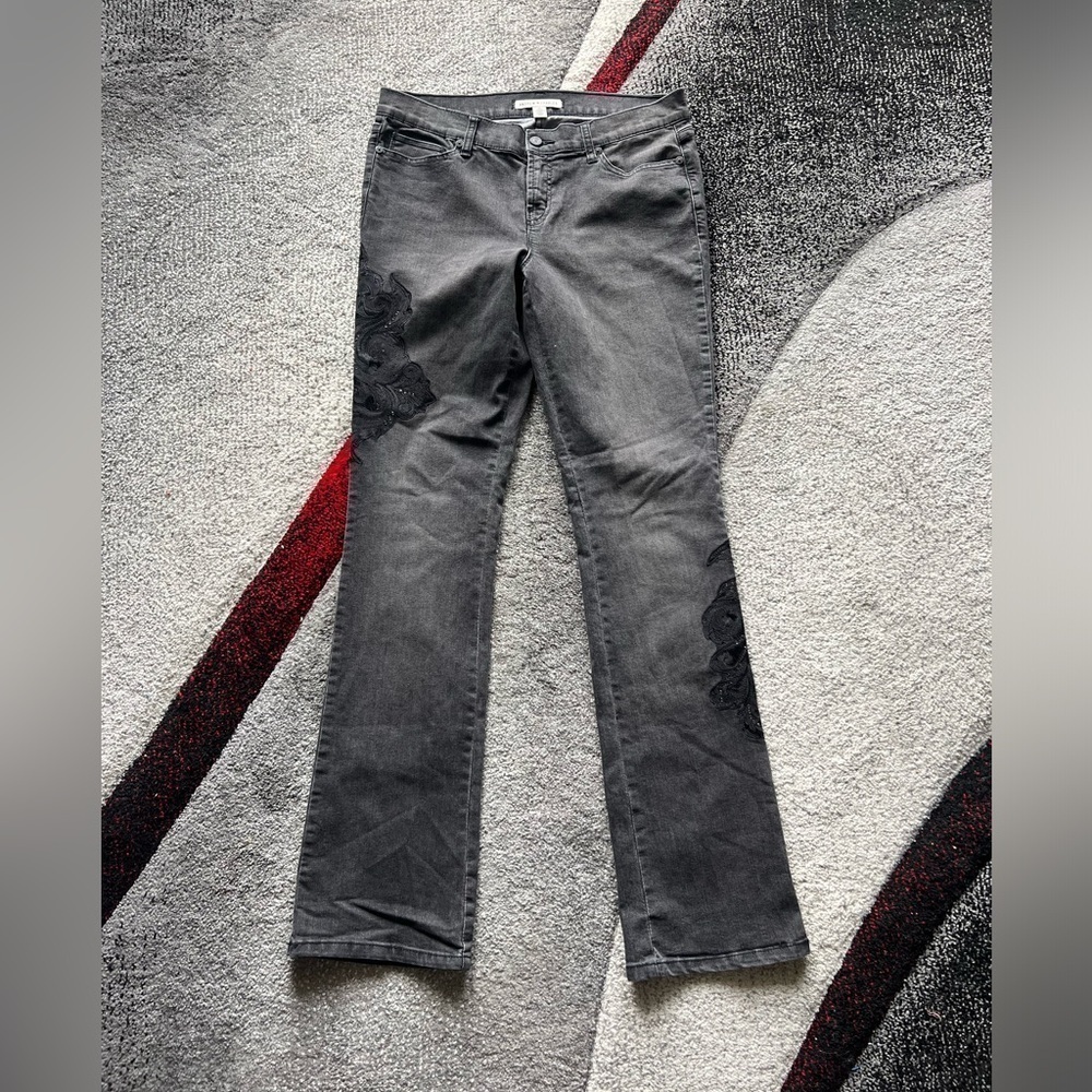 Andrew Charles Black Embroidered Straight Leg Jeans
